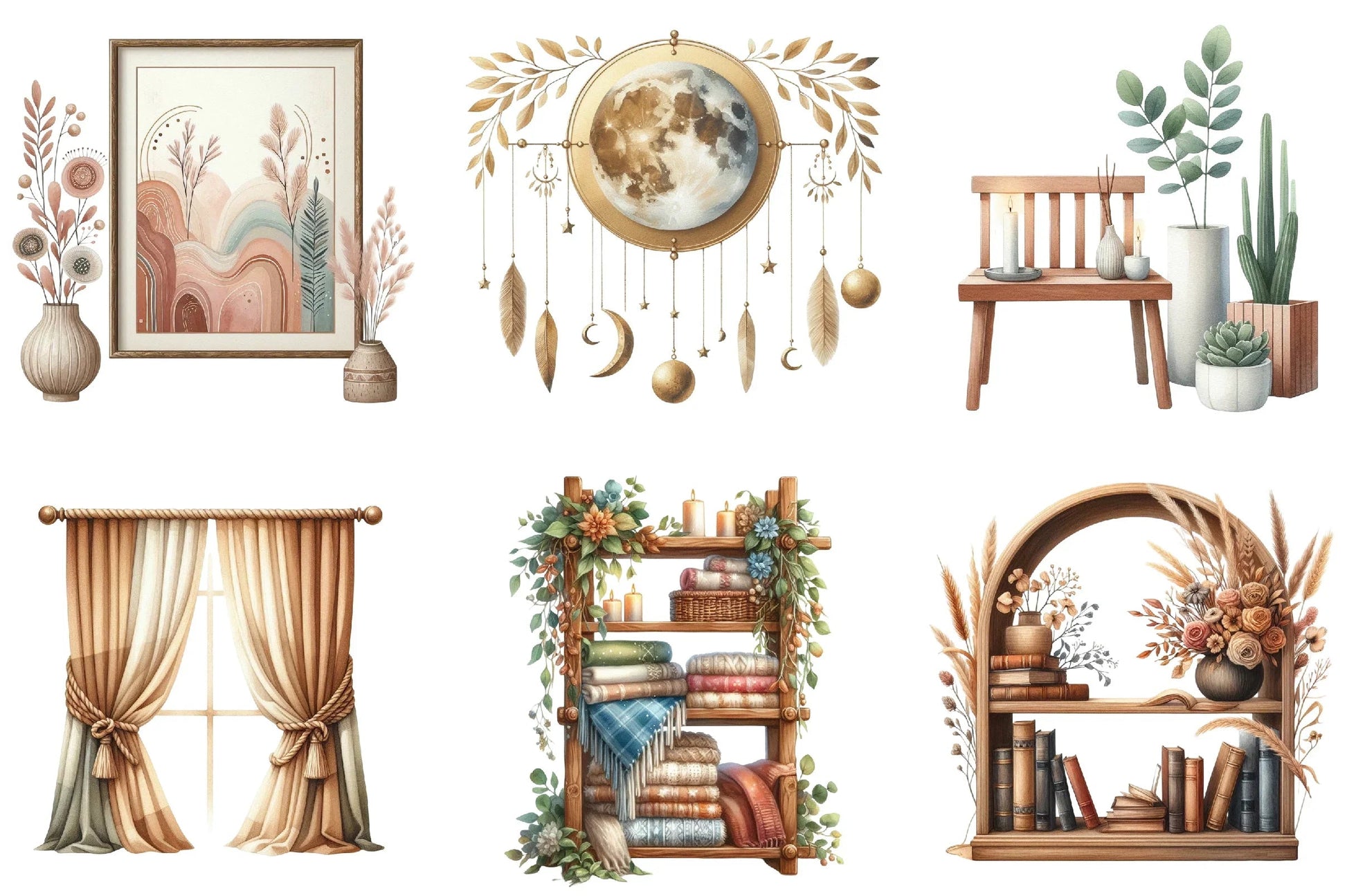 Boho Home Decor Clipart Bundle - CraftNest - Digital Crafting and Art