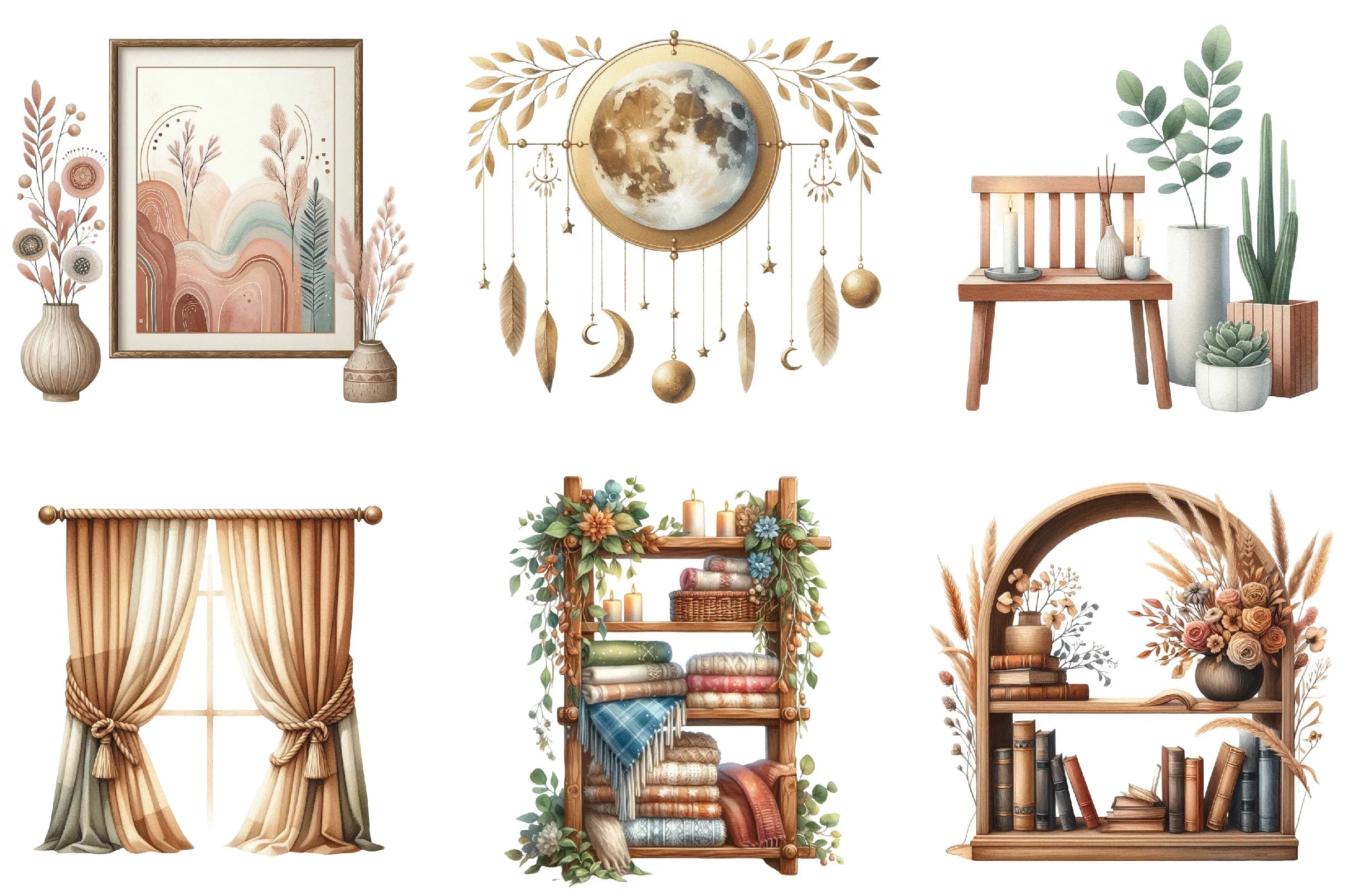 Boho Home Decor Clipart Bundle - CraftNest - Digital Crafting and Art