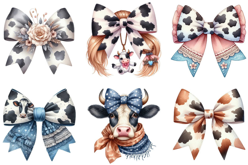 Cow Print Bow Clipart Bundle - CraftNest - Digital Crafting and Art