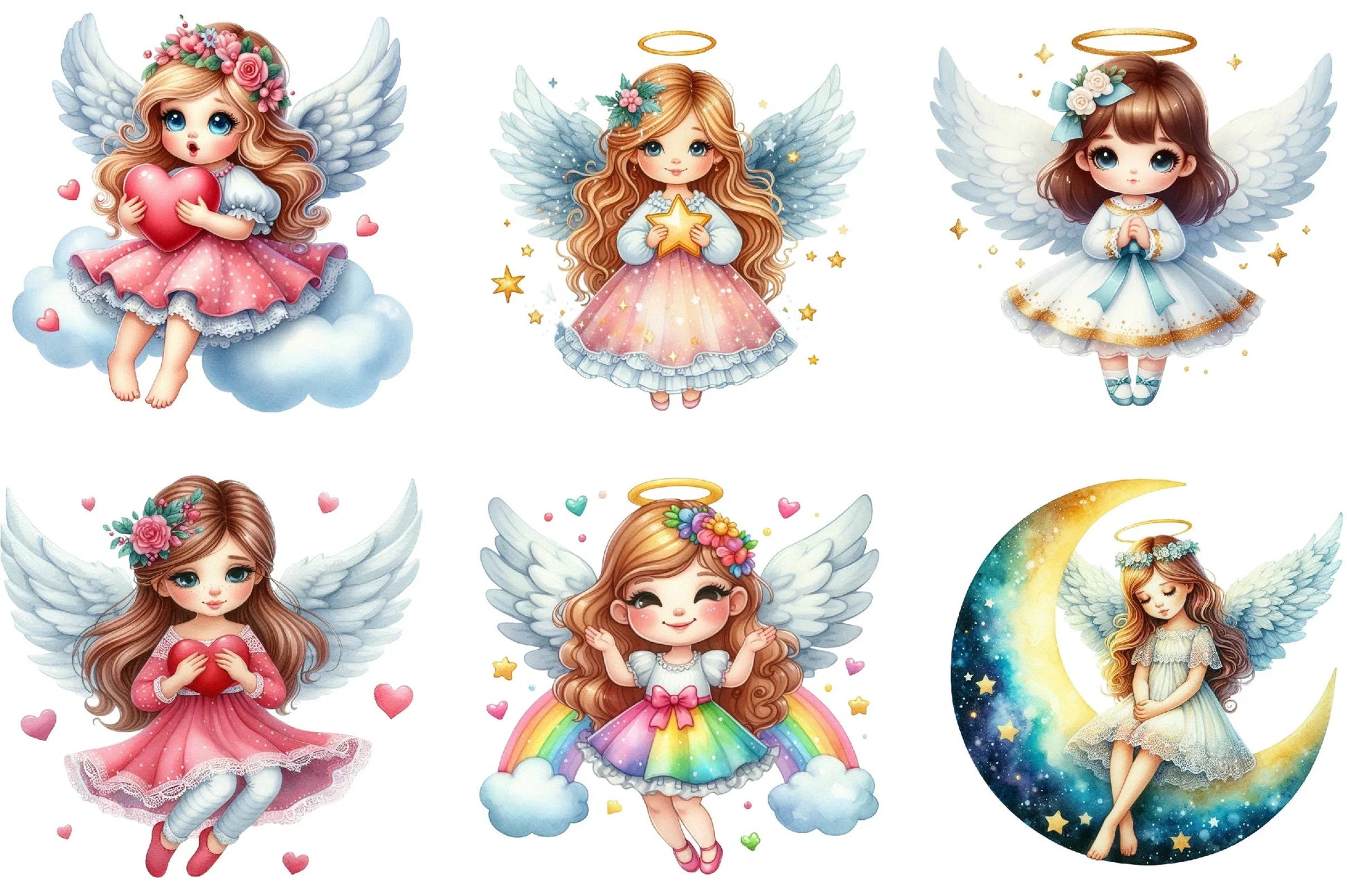 Cute Angel Girl Clipart Bundle - CraftNest - Digital Crafting and Art