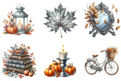 Silver Vintage Autumn Clipart Bundle - CraftNest - Digital Crafting and Art