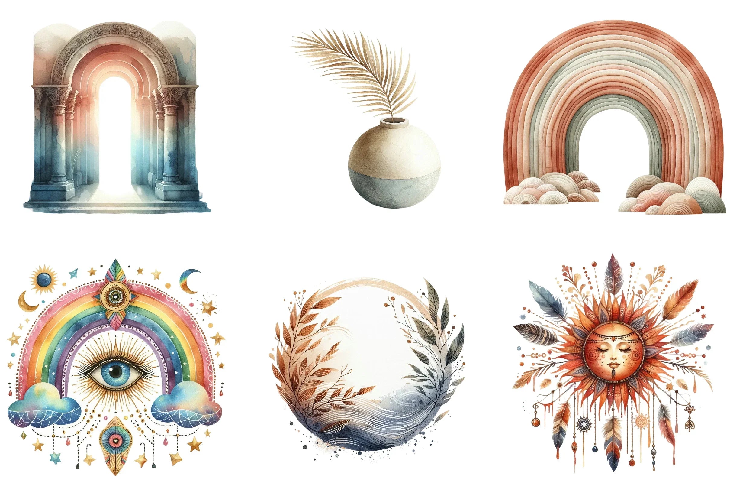 Modern Abstract Boho Art Clipart Bundle - CraftNest - Digital Crafting and Art