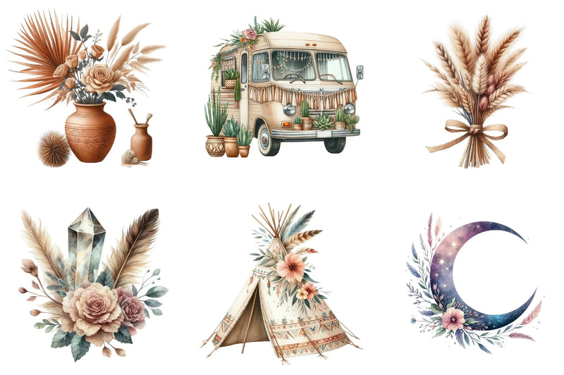 Boho Clipart Bundle - CraftNest - Digital Crafting and Art