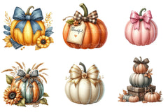 Autumn Pumpkin & Bow Clipart Bundle - CraftNest - Digital Crafting and Art