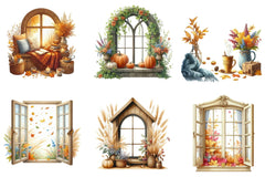 Autumn Window Clipart Bundle - CraftNest - Digital Crafting and Art