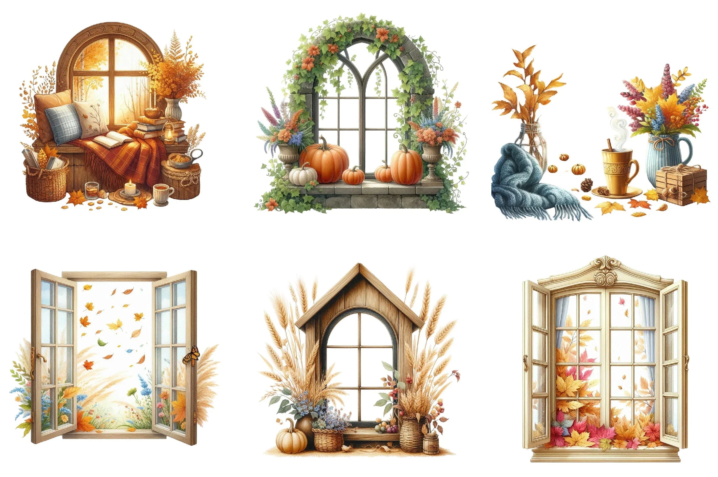 Autumn Window Clipart Bundle - CraftNest - Digital Crafting and Art