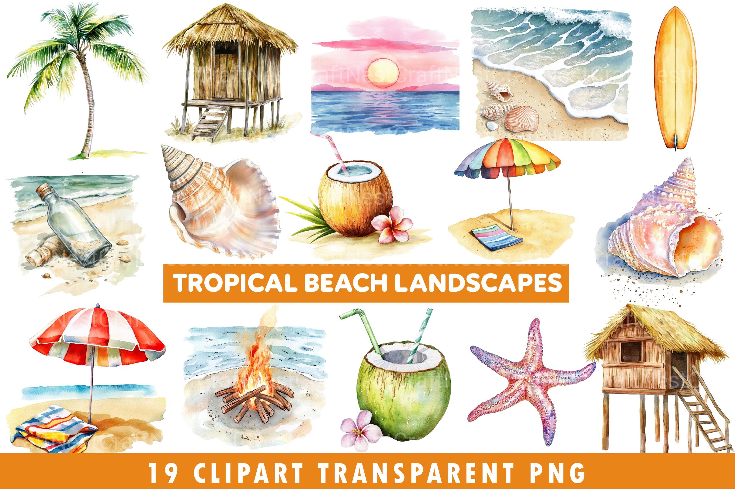 Tropical Beach Landscapes Clipart