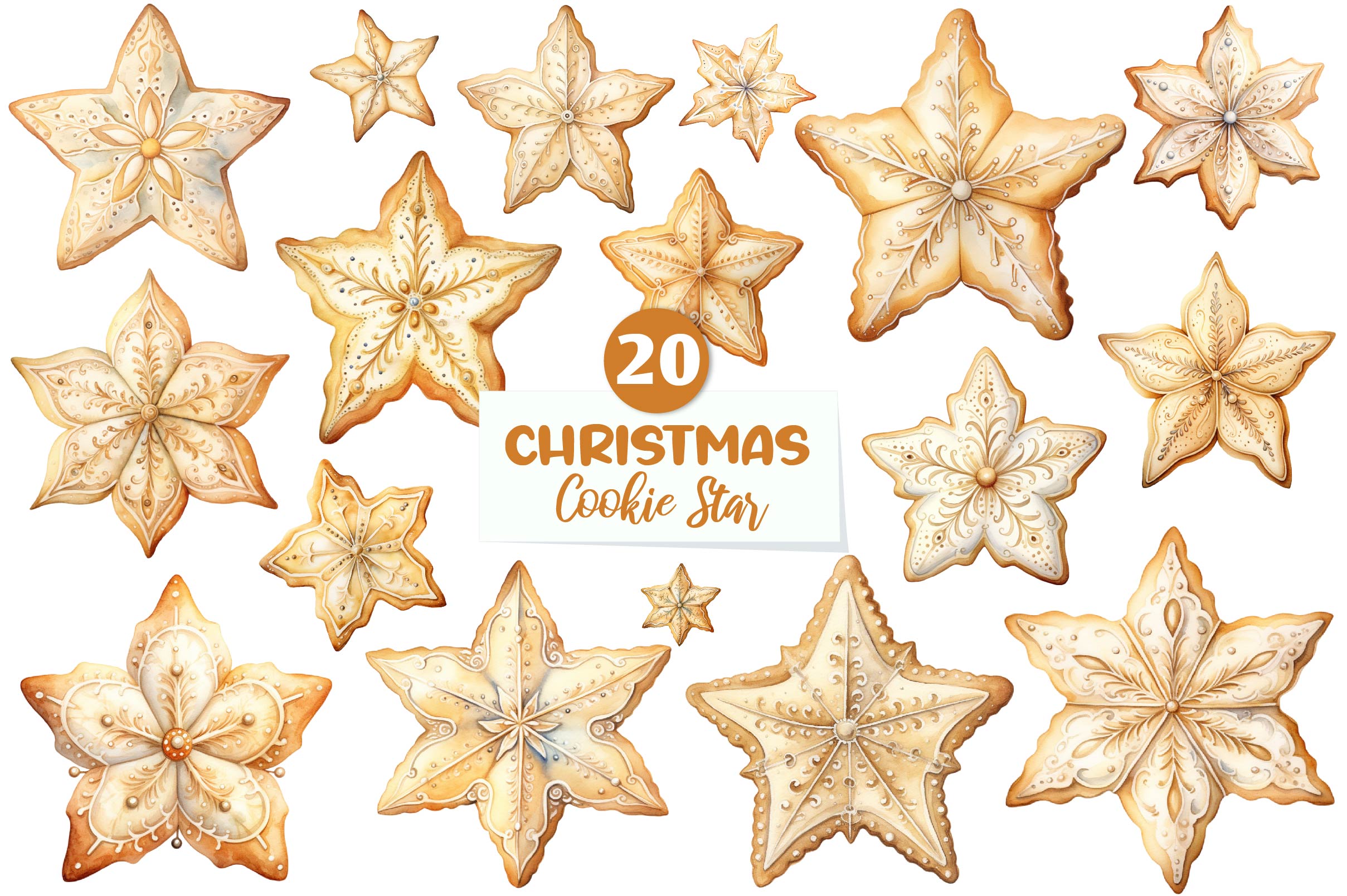 Christmas Cookie Star Clipart Bundle