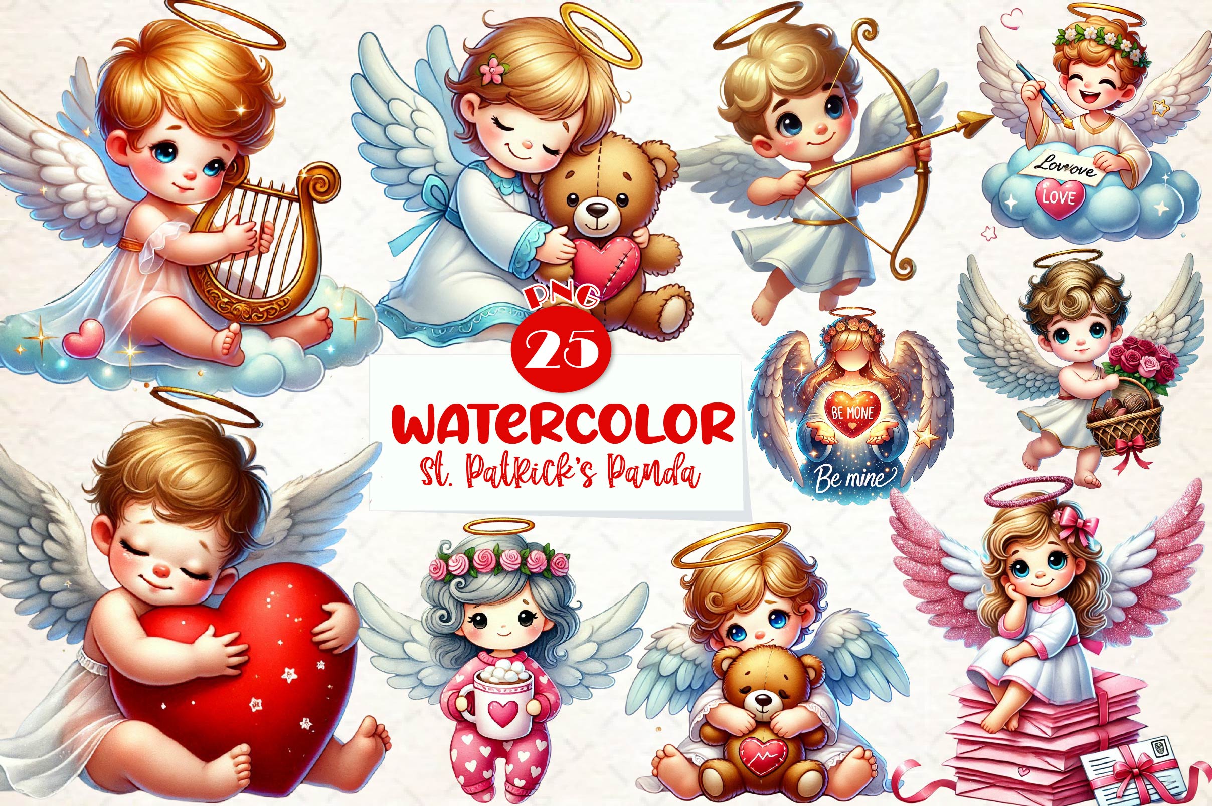 Valentines Angel Clipart Bundle