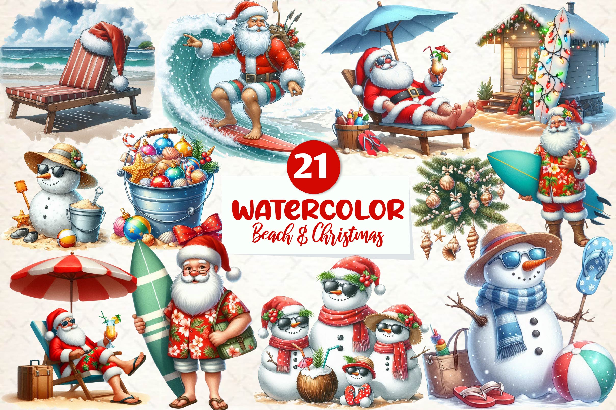 Beach & Christmas Clipart Bundle