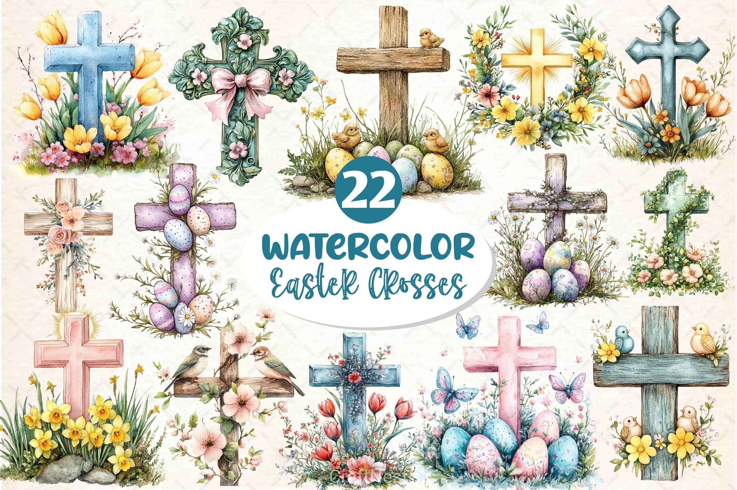 Easter Crosses Clipart Bundle