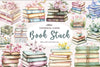 Spring Stack Of Floral Book Clipart Bundle 1