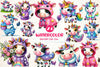 Unicorn Cute Cow Clipart Bundle