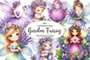Garden Purple Fairies Clipart Bundle