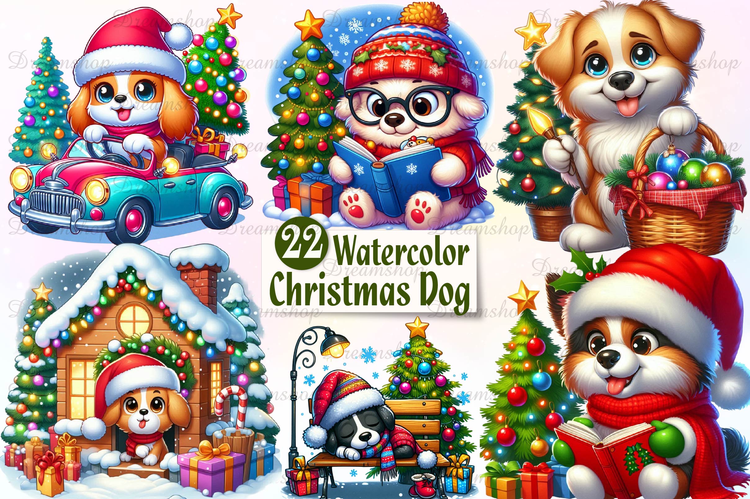 Christmas Dog Clipart Bundle
