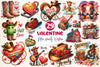 Retro Howdy Western Valentines Day Clipart Bundle 4