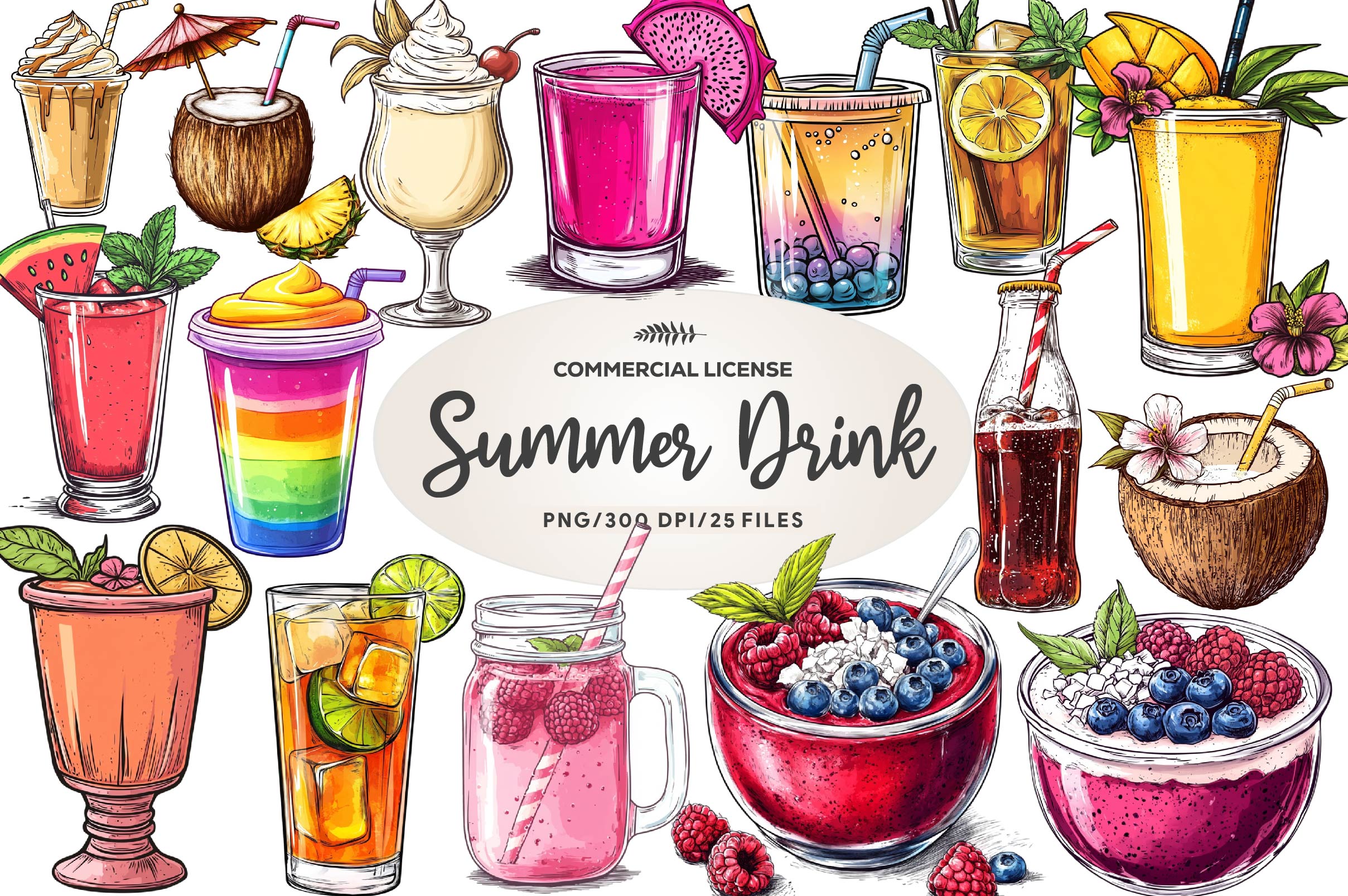 Summer Drink Clipart Bundle