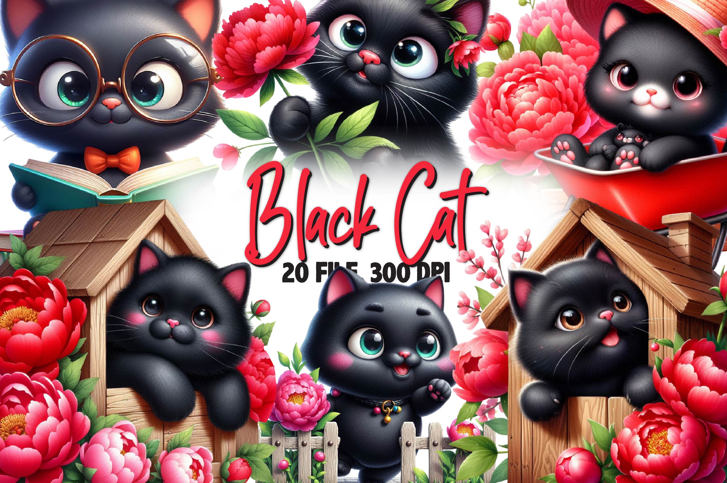 Black Cat Clipart Bundle 1