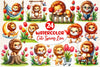 Cute Spring Lion Clipart Bundle 2