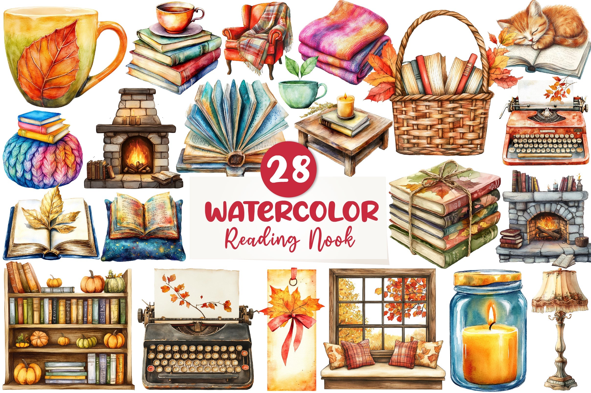 Fall Reading Nook Clipart Bundle
