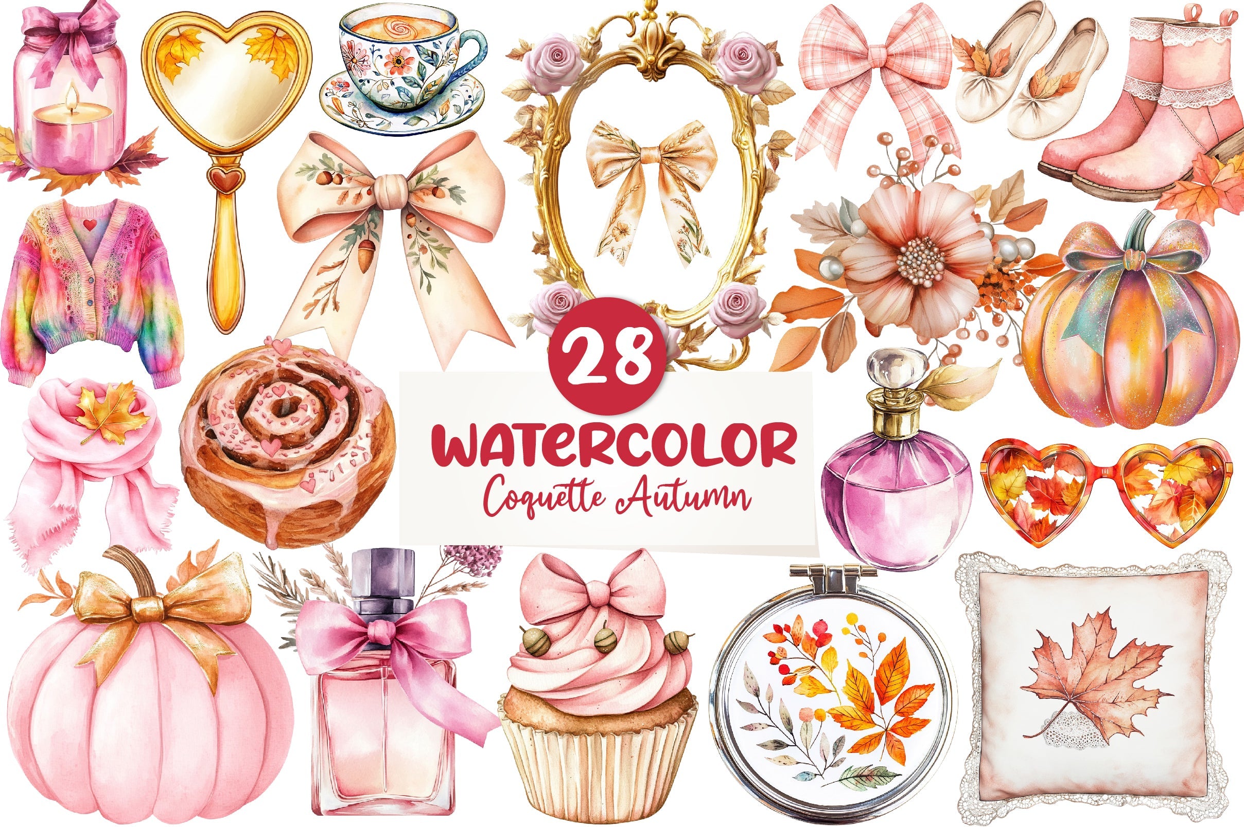 Cute Coquette Autumn Clipart Bundle