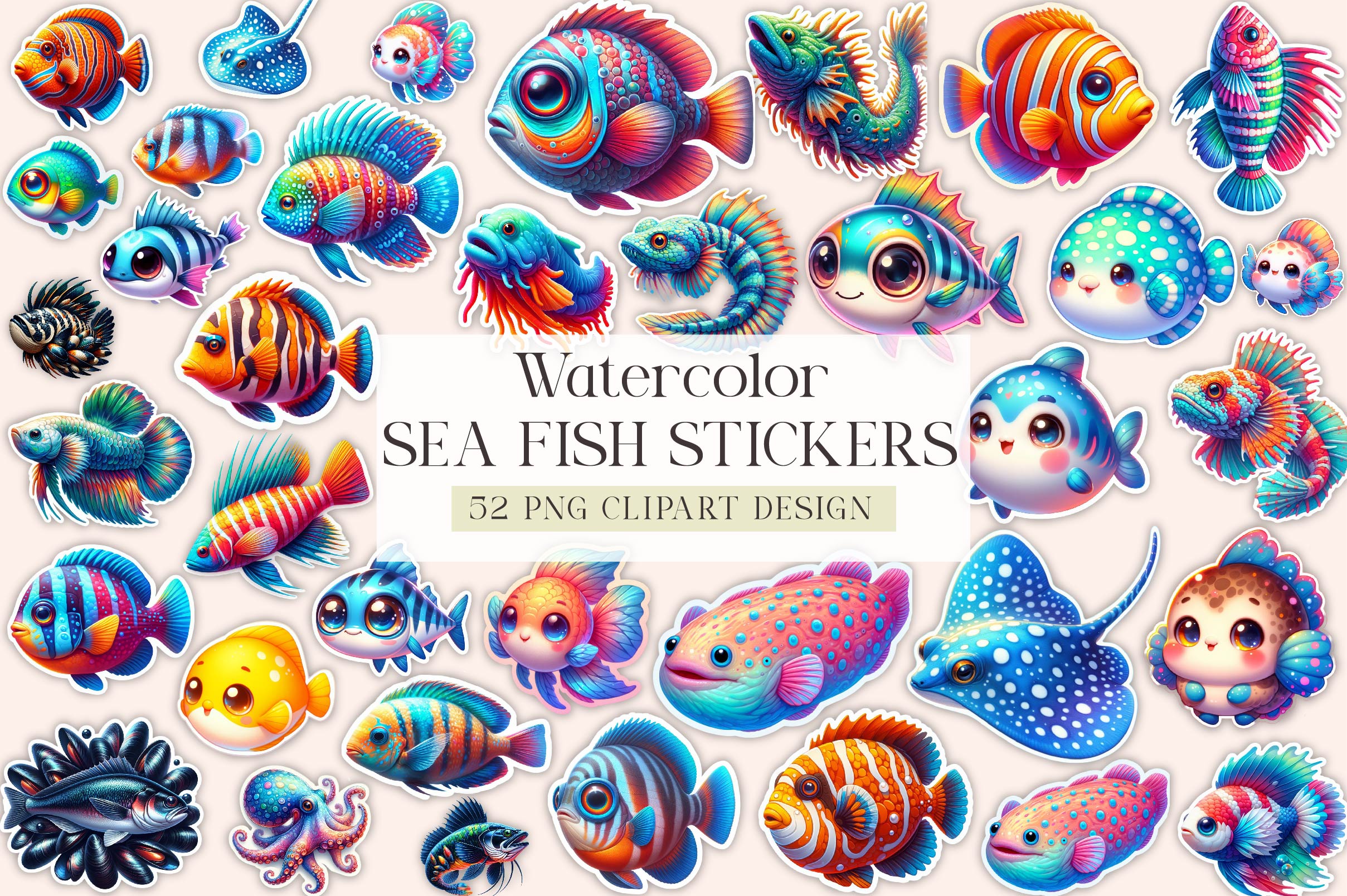Sea Fish Sticks Clipart Bundle