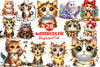 Surprised Cat Christmas Lights Clipart Bundle