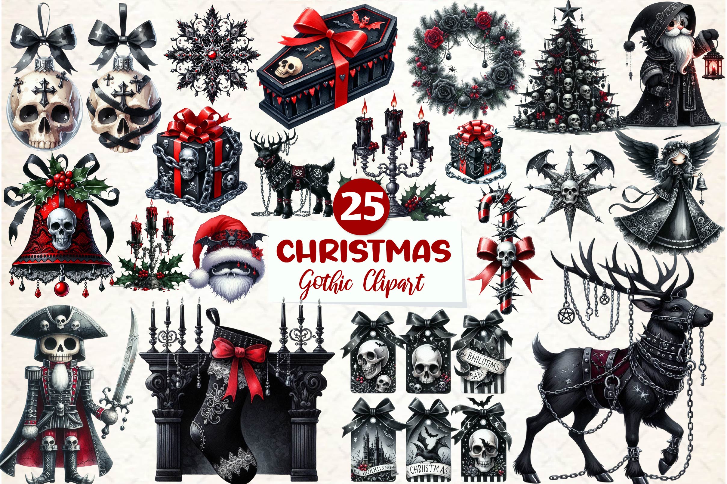 Gothic Christmas Clipart Bundle 1