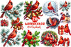 Red Cardinals Christmas Clipart Bundle