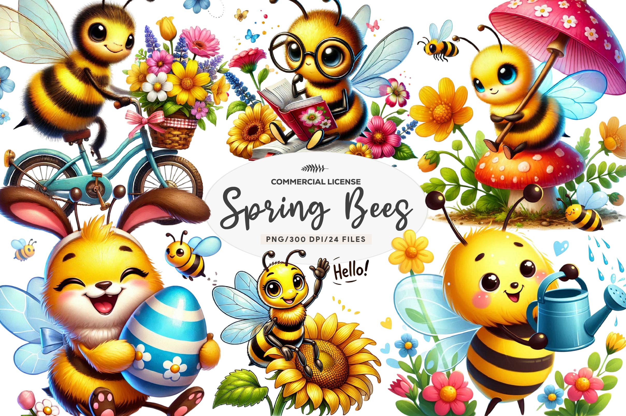 Spring Bees Clipart Bundle 2