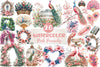 Pink Peacocks Garden Clipart Bundle