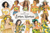 Summer Lemon Woman Clipart Bundle
