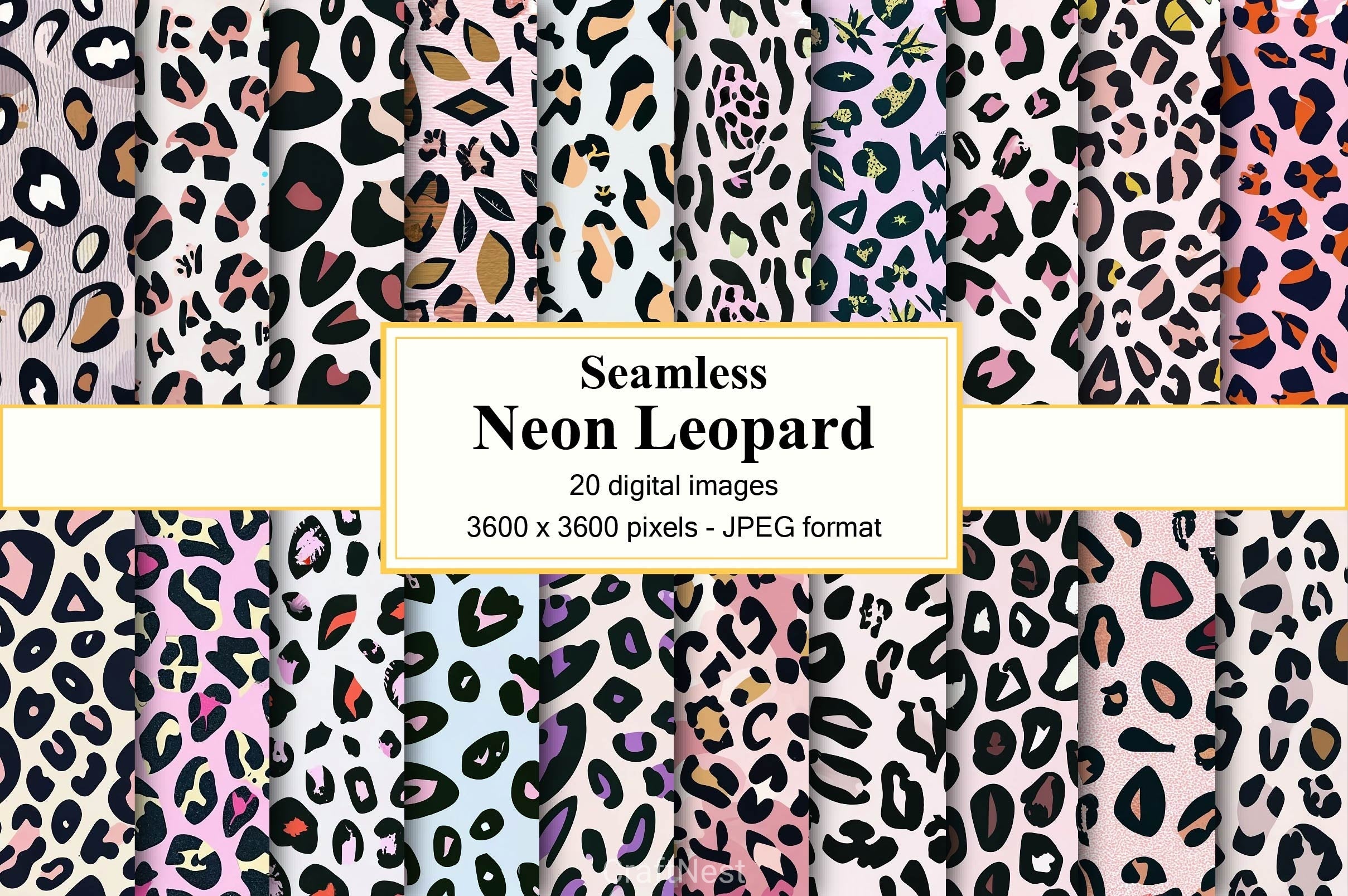 Neon Leopard Digital Papers
