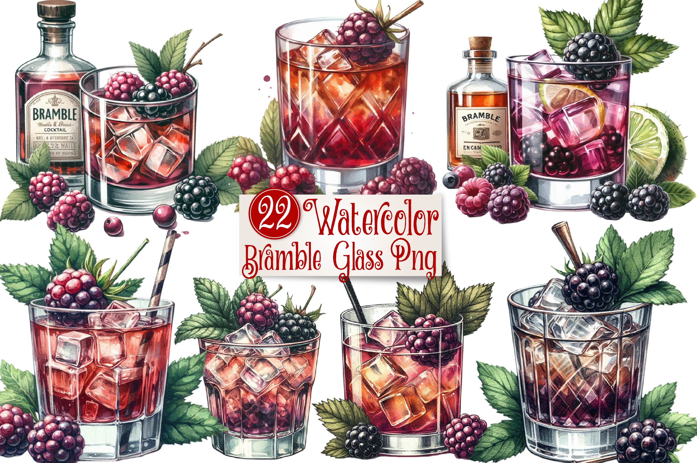 Bramble Glass Clipart Bundle