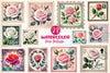 Valentine Rose Postage Stamp Clipart Bundle