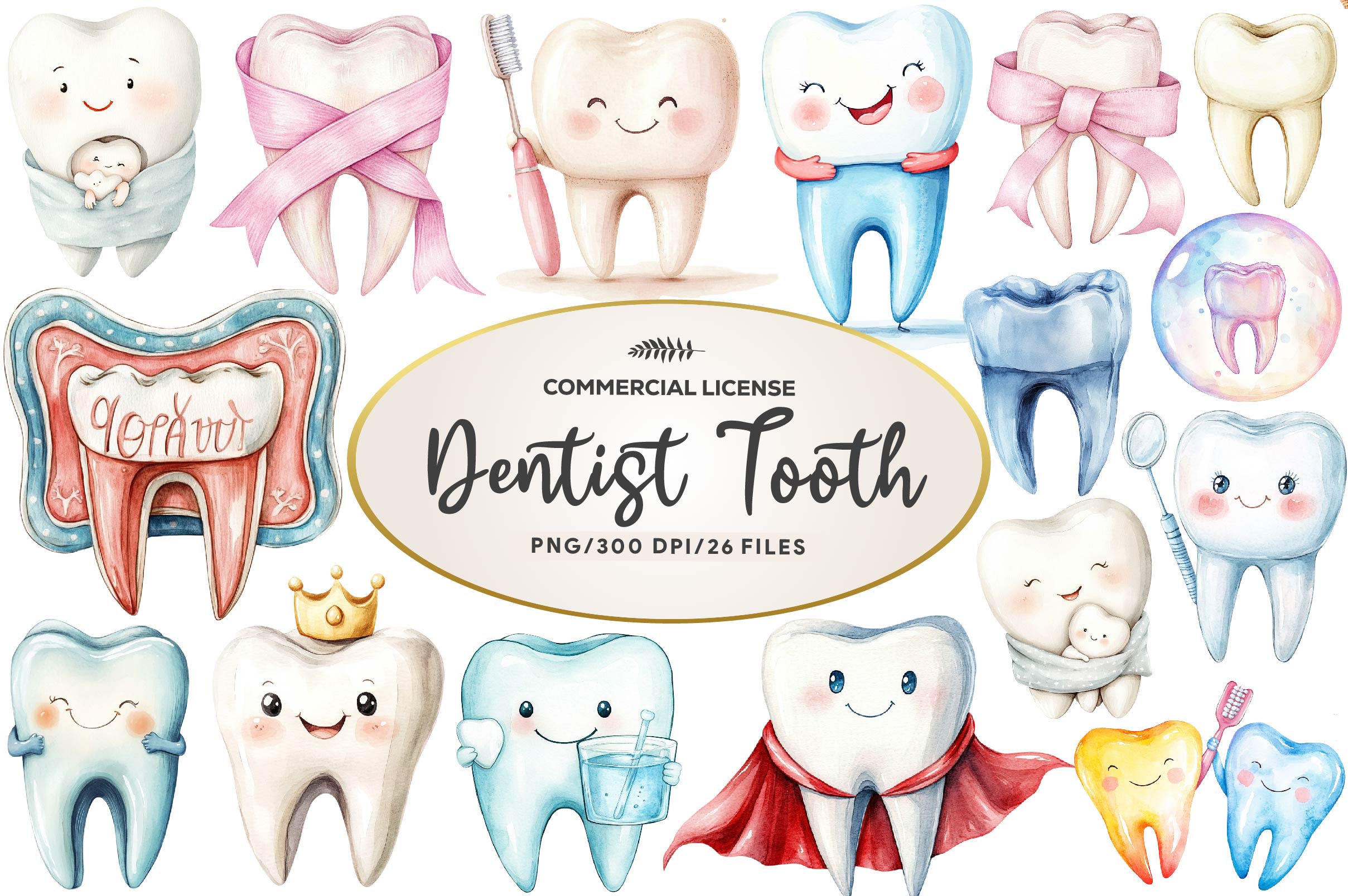 Dentist Tooth Clipart Bundle