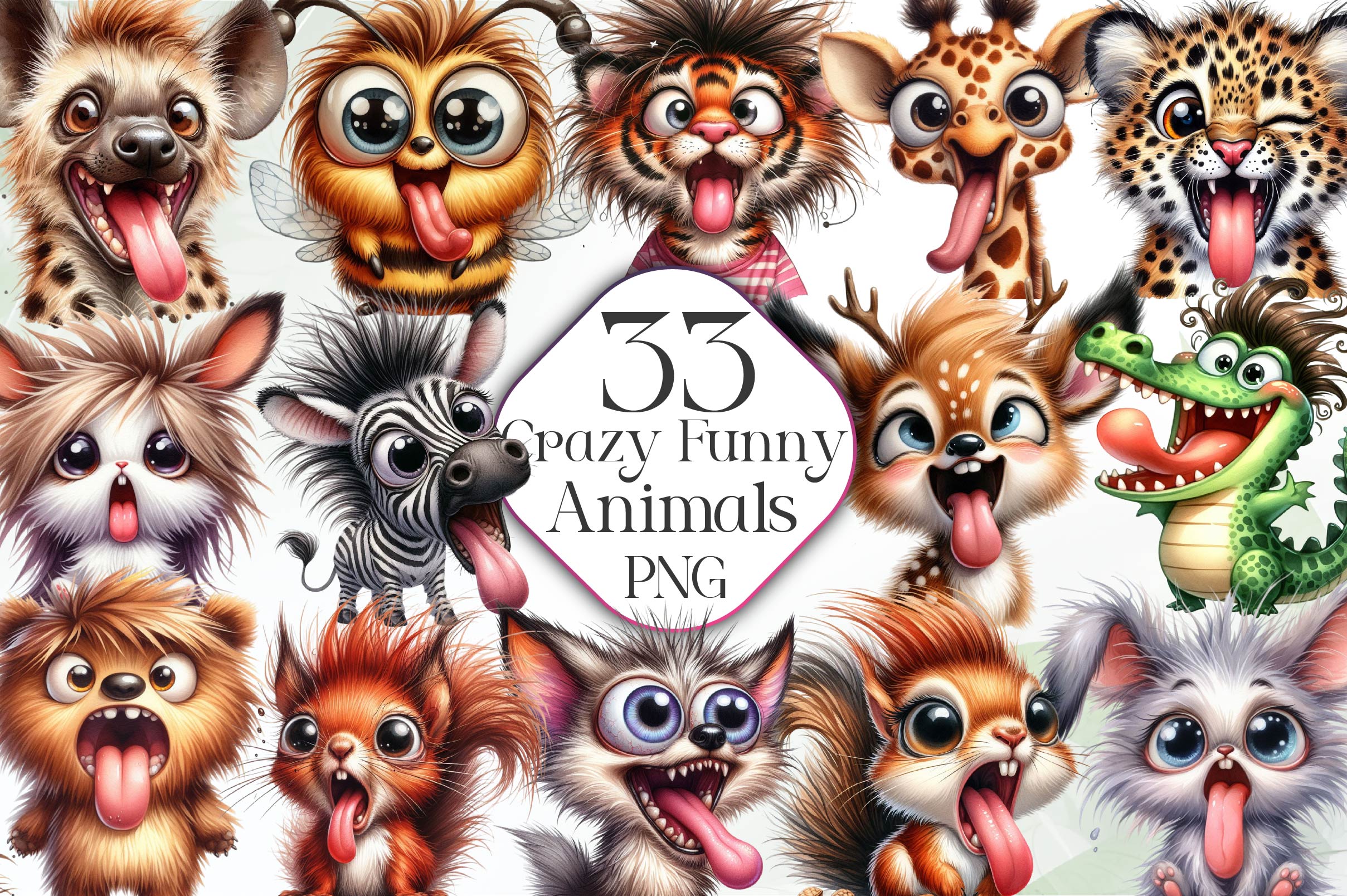 Crazy Funny Animals Clipart Bundle