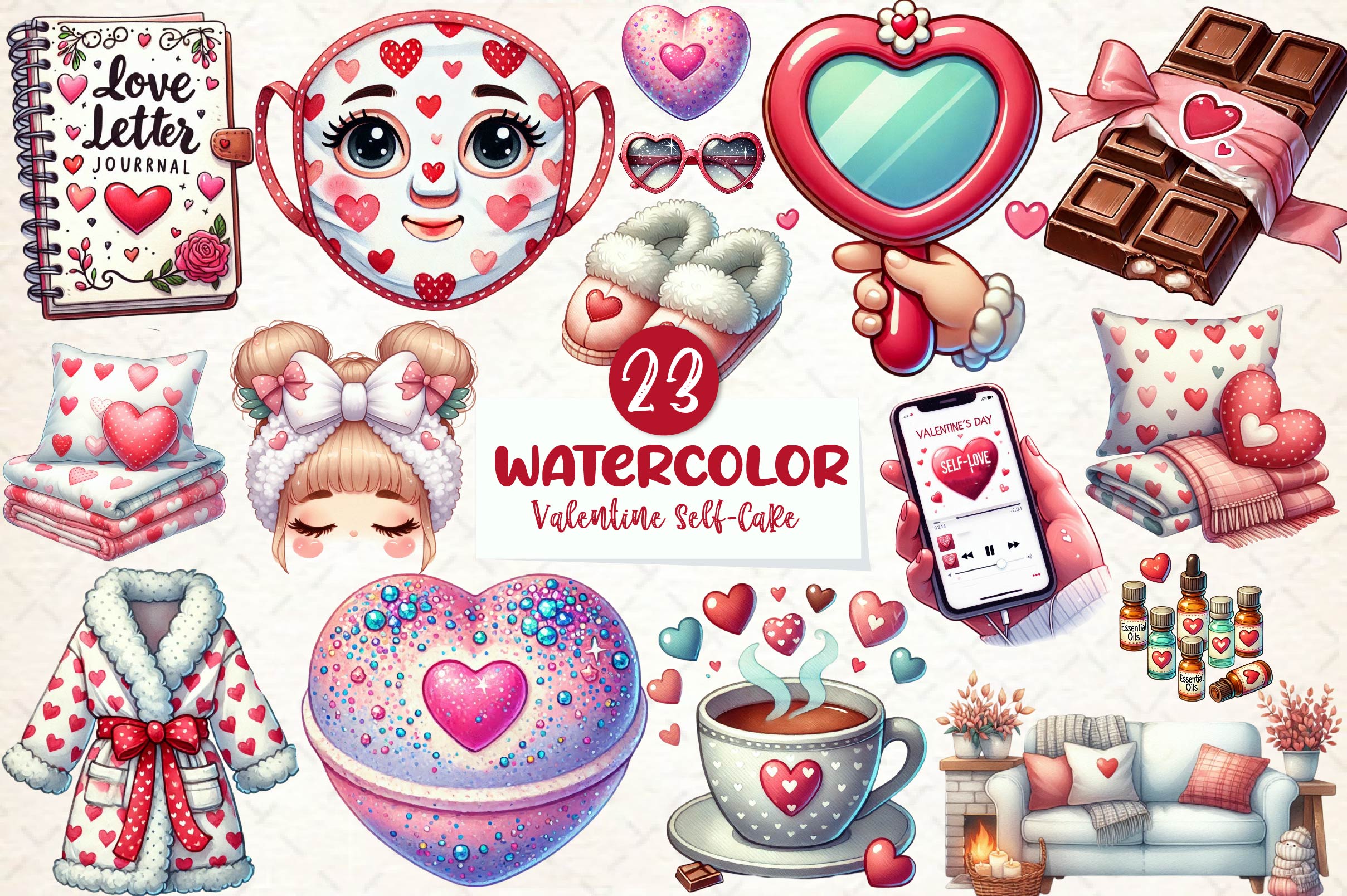 Valentine Self Care Clipart Bundle