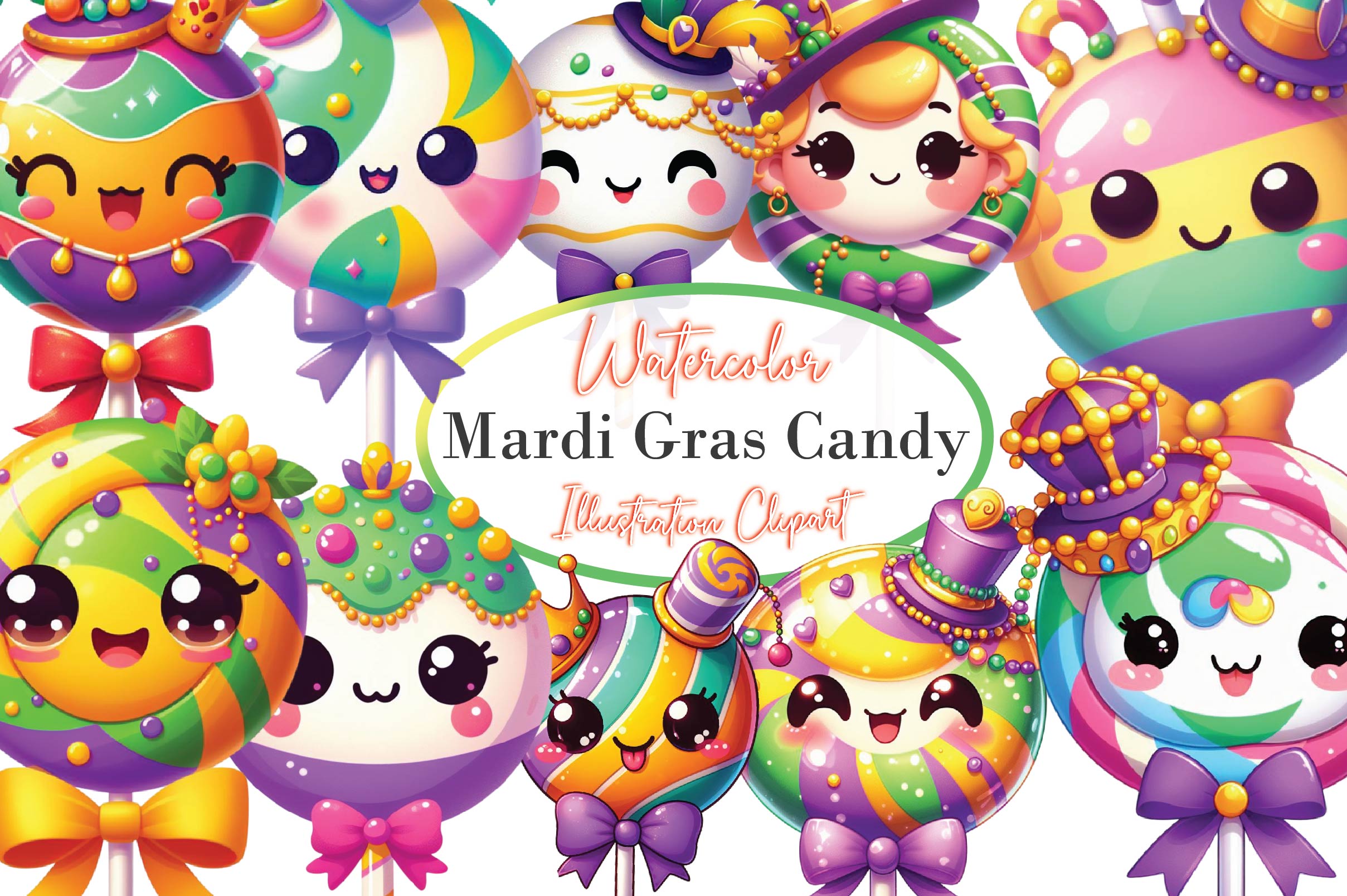 Mardi Gras Candy Clipart Bundle