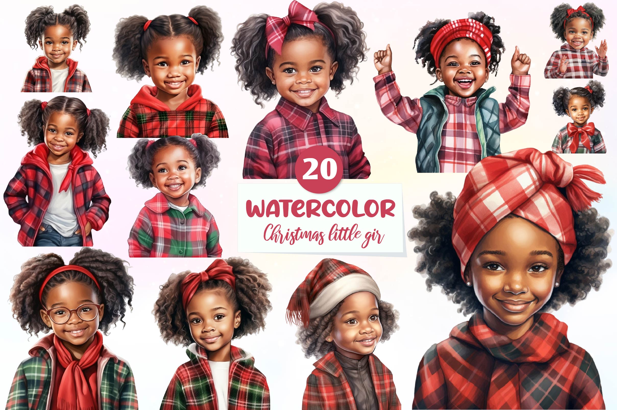 Christmas Little Girl Clipart Bundle