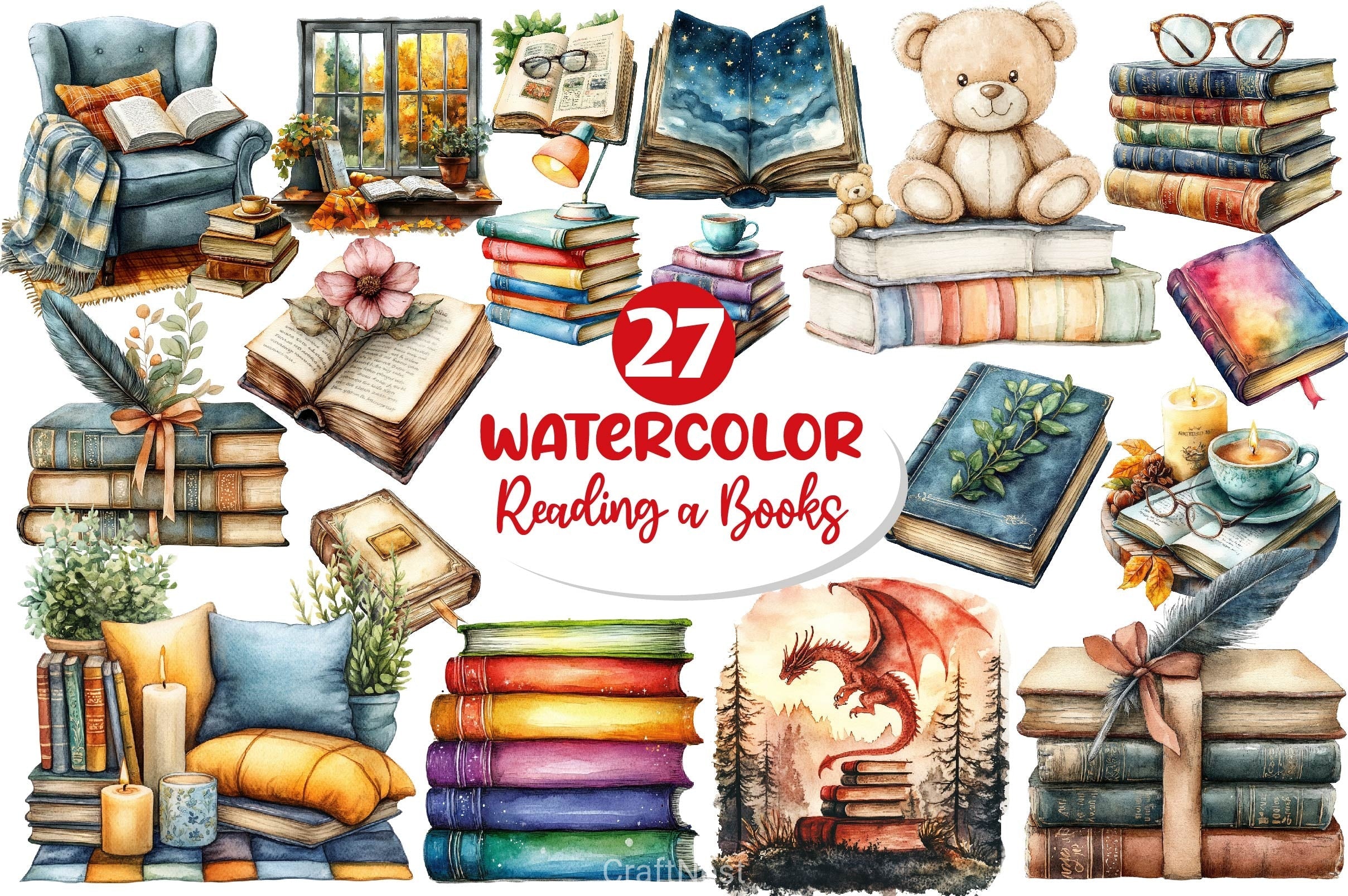 Reading Books Clipart Bundle 2