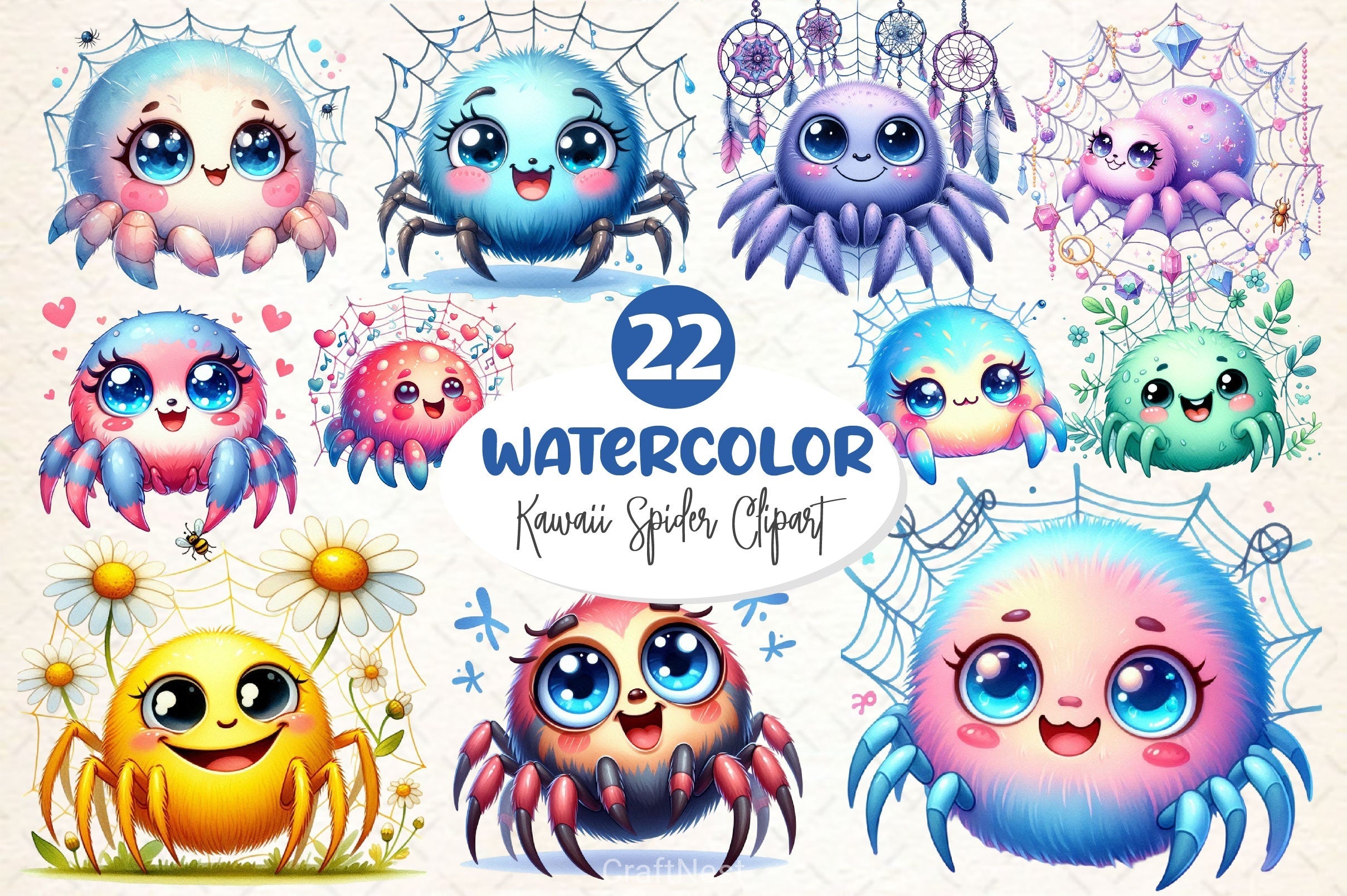 Kawaii Spider Clipart Bundle 2