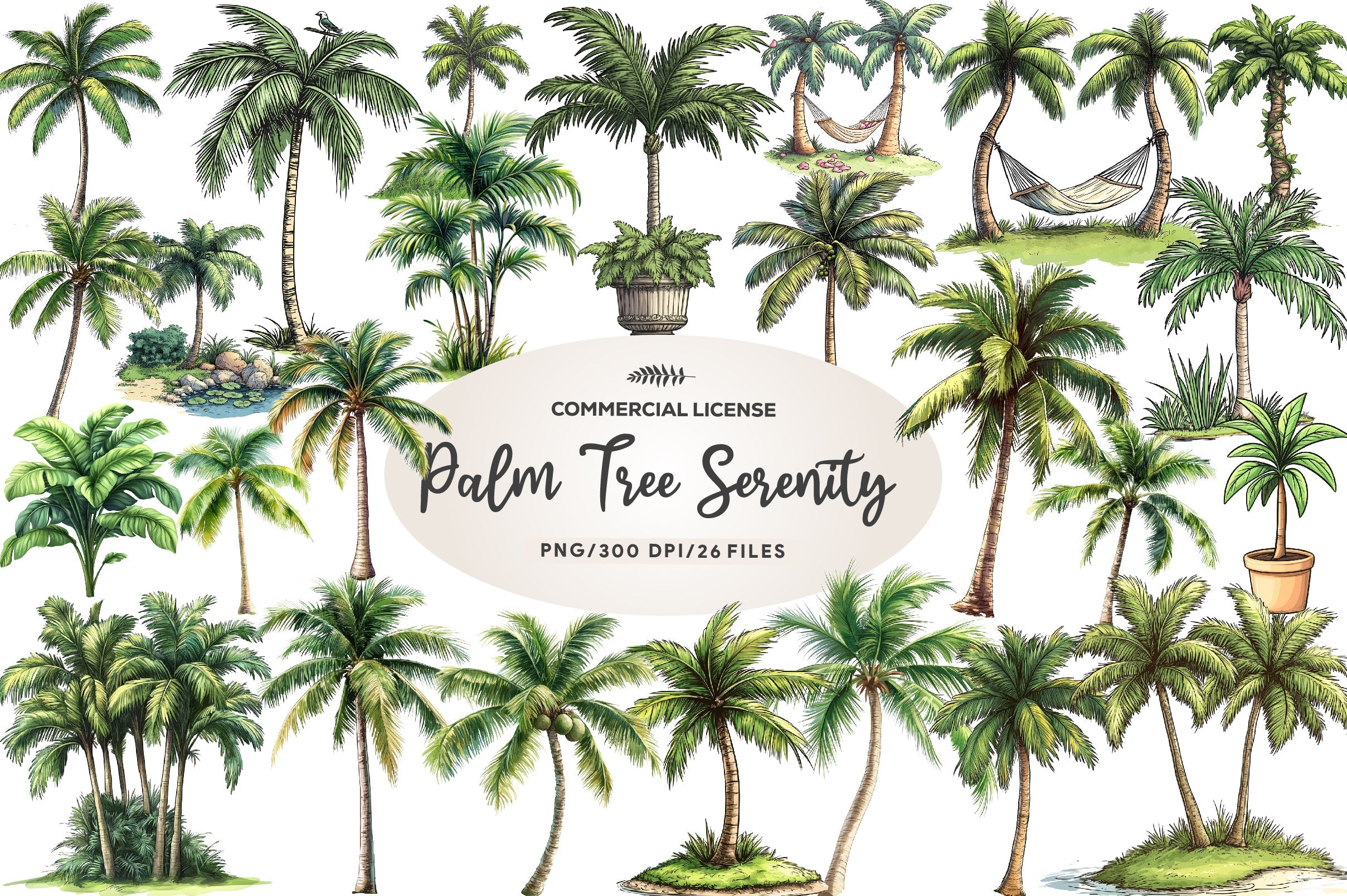 Palm Tree Serenity Clipart Bundle