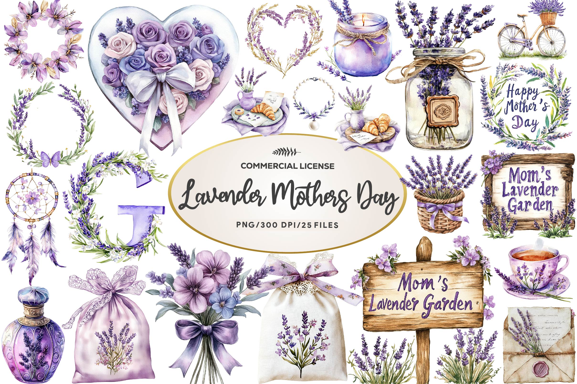 Lavender Mothers Day Clipart Bundle 1