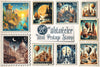 Travel Postage Stamp Clipart Bundle