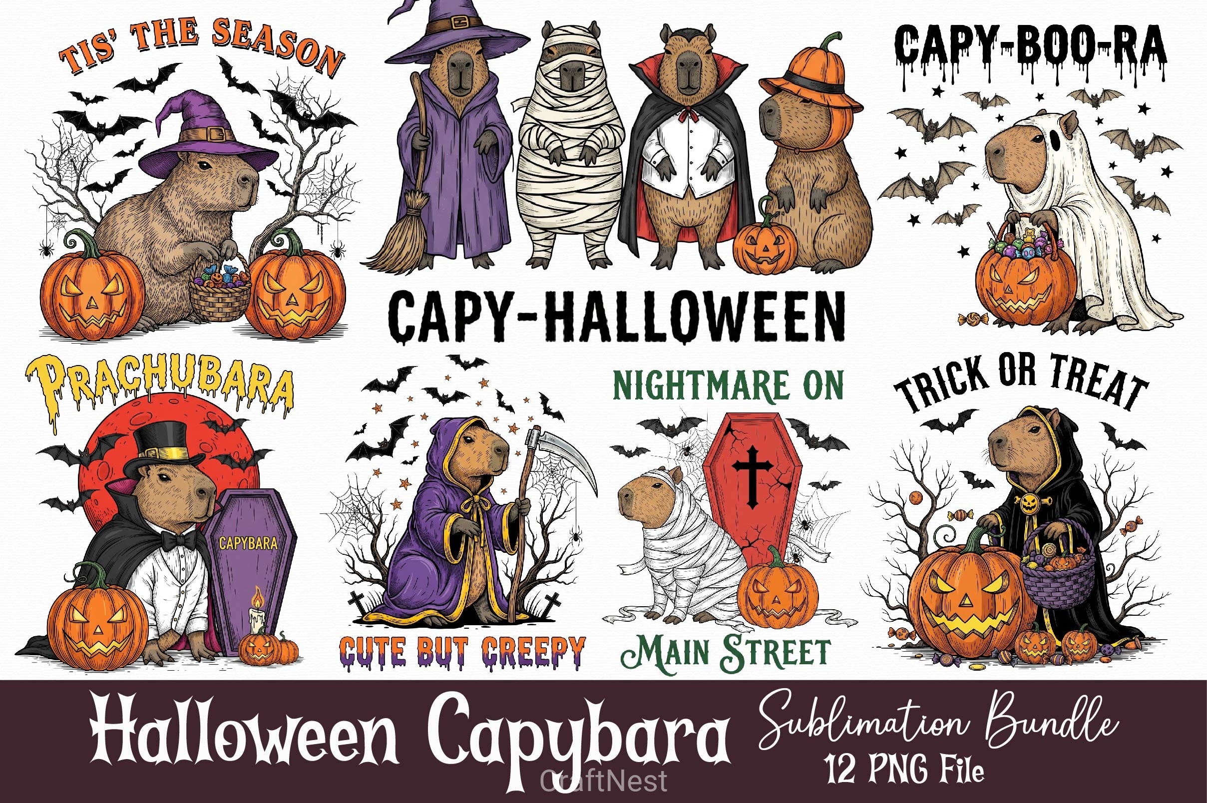Halloween Capybara Clipart Bundle 9