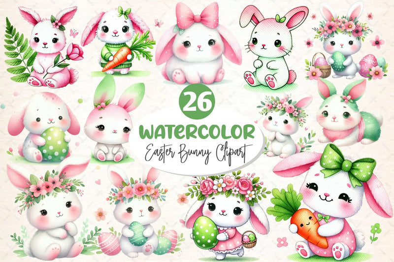 Cute Easter Bunny Clipart Bundle 9 - CraftNest - Digital Crafting and Art
