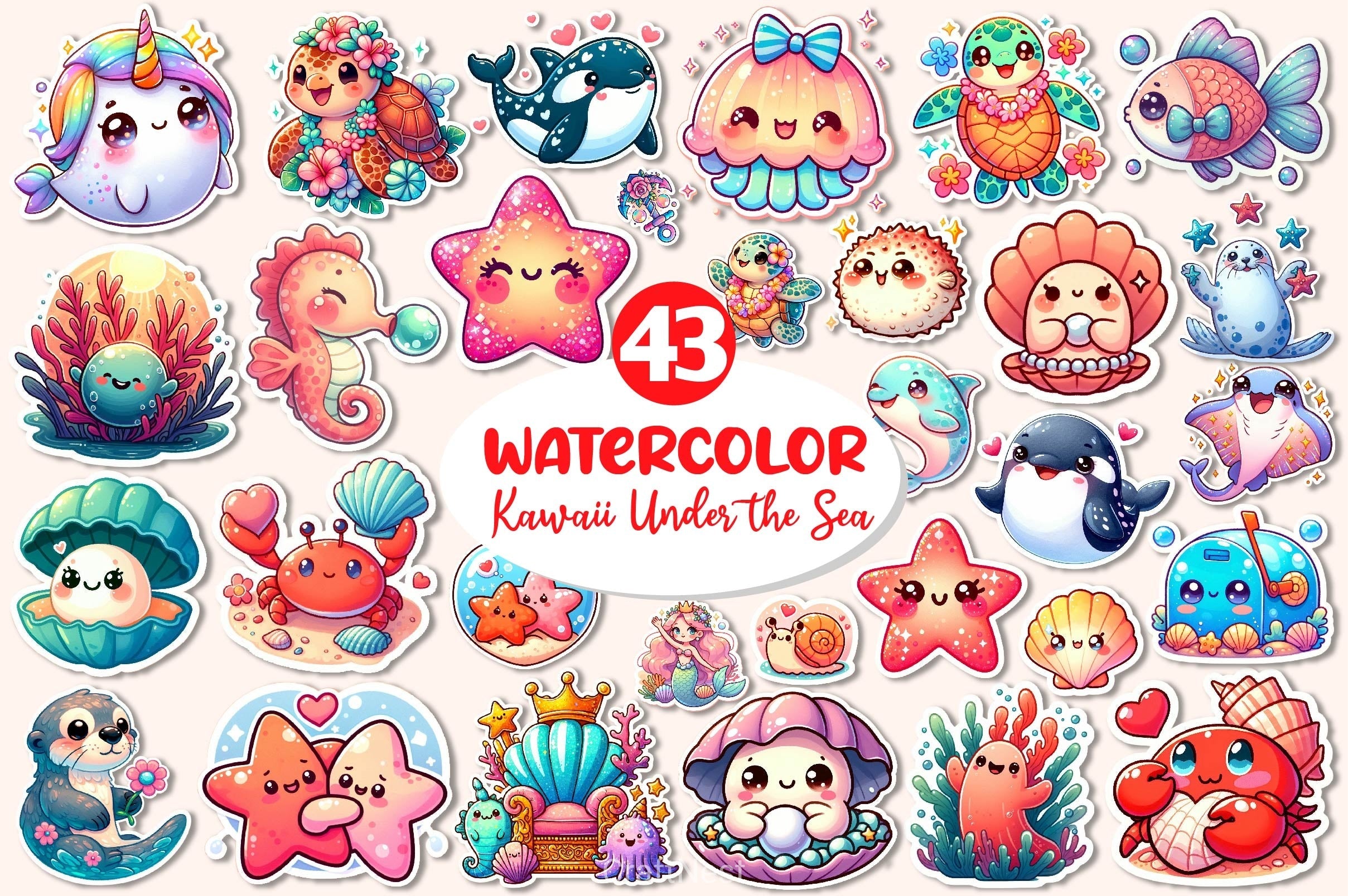 Kawaii Under The Sea Clipart Bundle