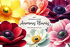 Spring Anemones Flowers Clipart Bundle