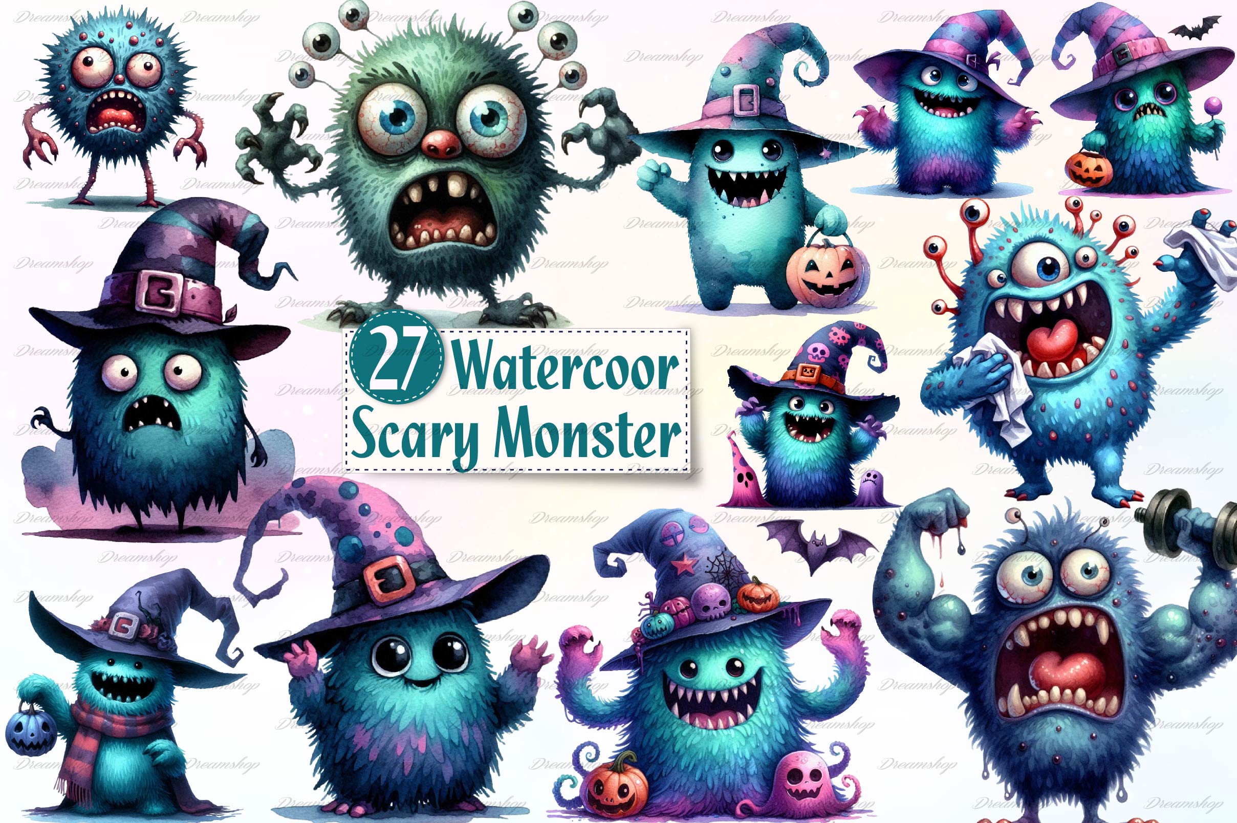 Halloween Scary Monster Clipart Bundle